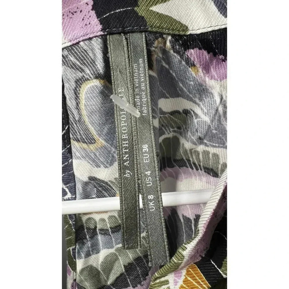 Anthropologie 2pc dress pant and bodysuit blouse set abstract print size 4. - Picture 12 of 15